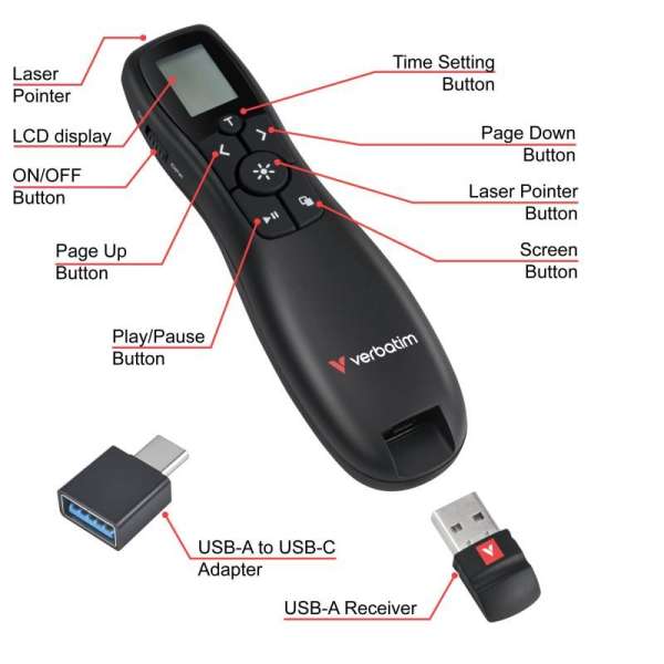 Verbatim Keynote Wireless Presenter with LCD display