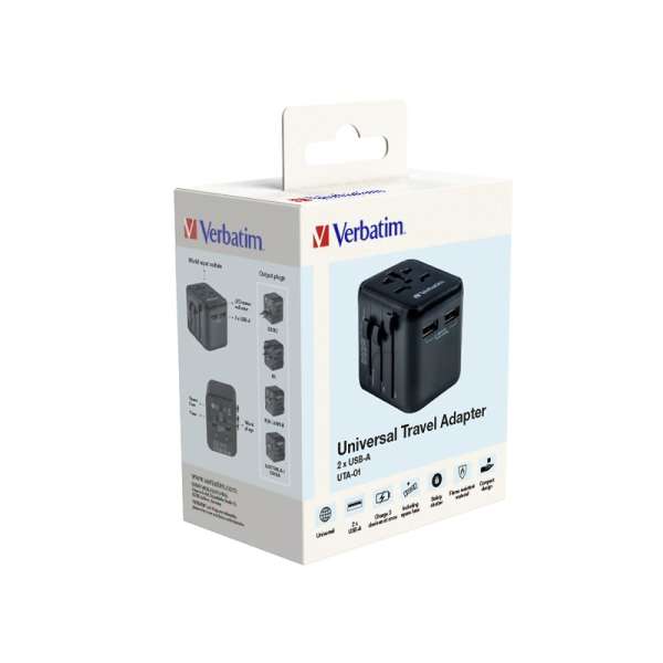 Verbatim Universal Travel Adapter UTA-03 Plug with USB-C PD & QC, 2 x USB-C & 2 x USB-A ports