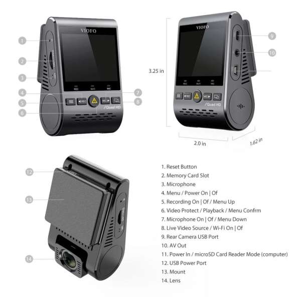 VIOFO A129 Plus Duo Dual Channel Dash Cam Black
