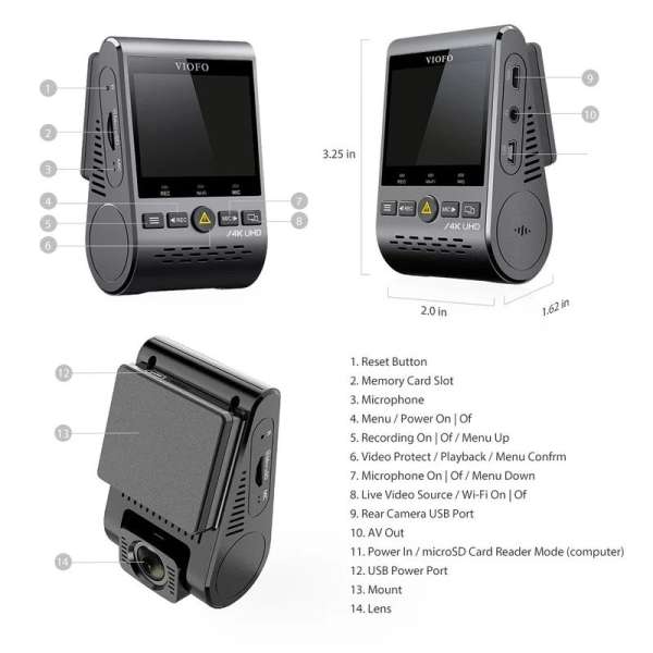 VIOFO A129 Pro Dash Cam Black