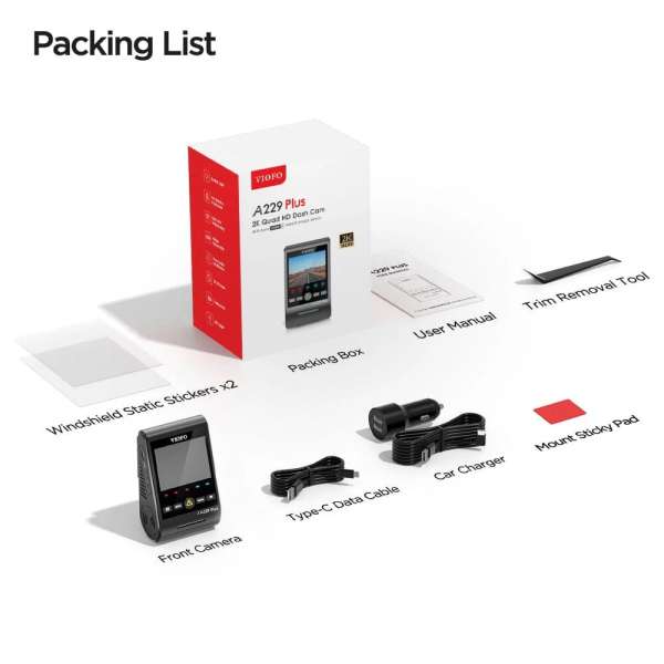 VIOFO A229 Plus 1CH Dash Cam Black