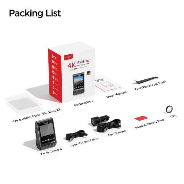 VIOFO A229 Pro 1CH Dash Cam Black