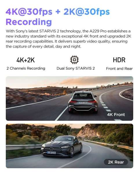VIOFO A229 Pro 2CH Dual Dash Cam Black