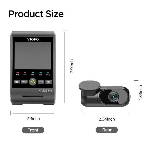 VIOFO A229 Pro 2CH Dual Dash Cam Black