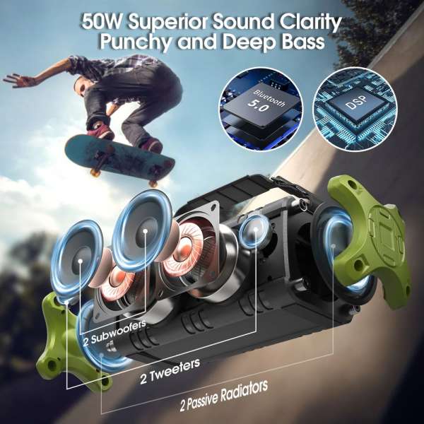W-King D8 Bluetooth Speaker Black/Green