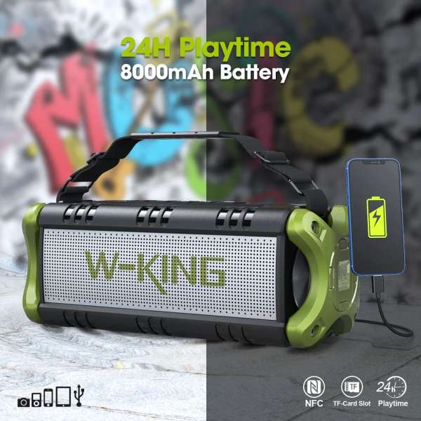 W-King D8 Bluetooth Speaker Black/Green