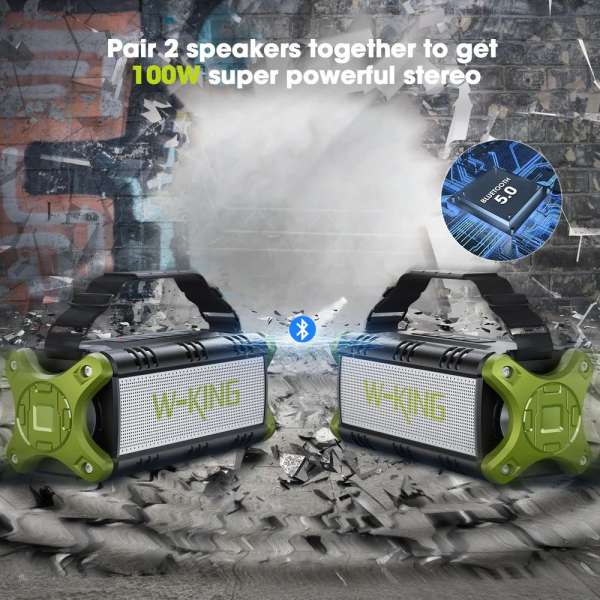 W-King D8 Bluetooth Speaker Black/Green