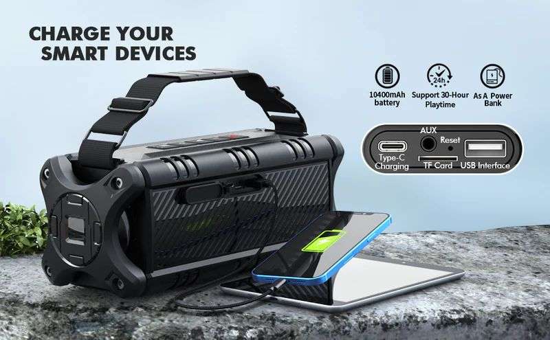 W-King D8 Bluetooth Speaker Black/Silver