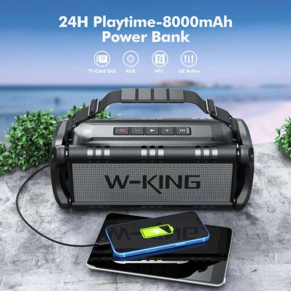 W-King D8 Bluetooth Speaker Black/Silver