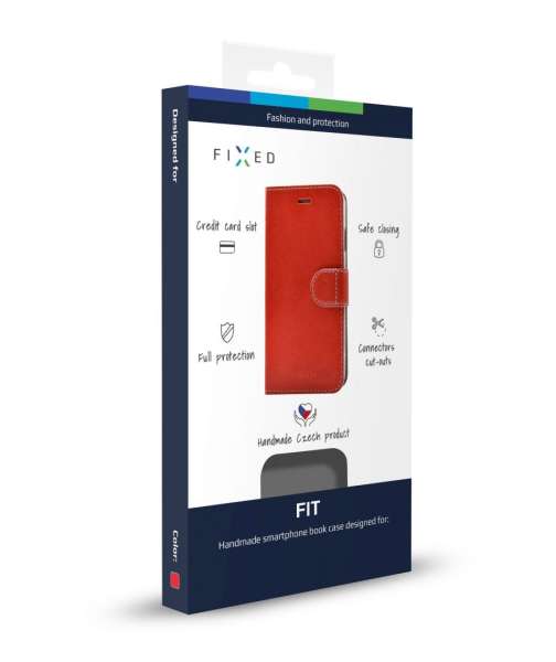 FIXED Wallet oldalranyíló telefontok FIT Apple iPhone 12 Pro Max, Piros, Mobiltelefon Kiegészítő