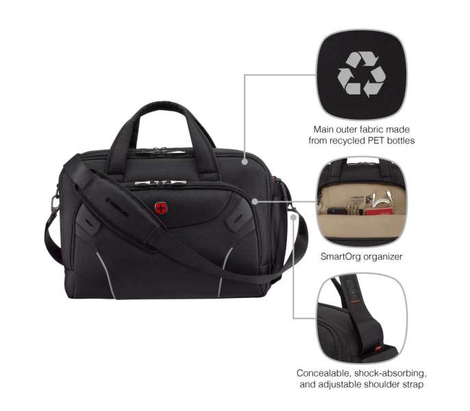 Wenger Cosmic Brief 16" Laptop Briefcase with Tablet Pocket Black