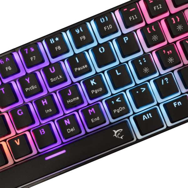 White Shark Ashiko 2 Blue Switches Mechanical 60% Gaming Keyboard Black US