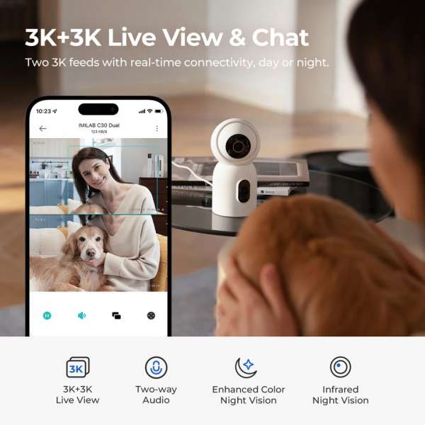 Xiaomi Imilab C30 Dual 3K+3K WiFi Plug-in Indoor Camera