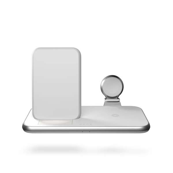 Zens 4-in-1 Stand + Watch Wireless Charger Aluminium White