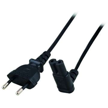 ACT AK5008 Powercord Euro male - C7 female (angled down) 2m Black