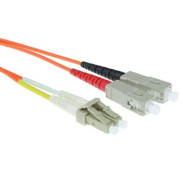 ACT LSZH Multimode 50/125 OM2 fiber cable duplex with LC and SC connectors 10m Orange