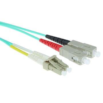 ACT LSZH Multimode 50/125 OM3 fiber cable duplex with LC and SC connectors 5m Blue ACT LSZH Multimode 50/125 OM3 fiber cable duplex with LC and SC connectors 5m Blue