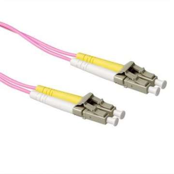 ACT LSZH Multimode 50/125 OM4 fiber cable duplex with LC connectors 0,5m Pink