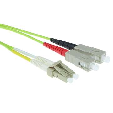 ACT LSZH Multimode 50/125 OM5 fiber cable duplex with LC and SC connectors 2m Green