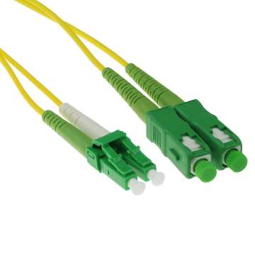 ACT LSZH Singlemode 9/125 OS2 fiber cable duplex with LC/APC8 and SC/APC8 connectors 1m Yellow ACT LSZH Singlemode 9/125 OS2 fiber cable duplex with LC/APC8 and SC/APC8 connectors 1m Yellow