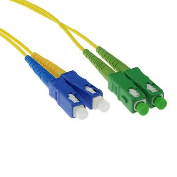 ACT LSZH Singlemode 9/125 OS2 fiber cable duplex with SC/APC and SC/PC connectors 10m Yellow