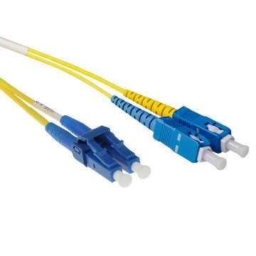 ACT LSZH Singlemode 9/125 OS2 short boot fiber cable duplex with LC and SC connectors 1m Yellow ACT LSZH Singlemode 9/125 OS2 short boot fiber cable duplex with LC and SC connectors 1m Yellow