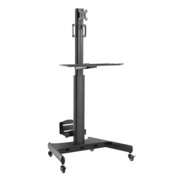 ACT Mobile Workstation for a single monitor with CPU mount keyboard and mouse tray Black ACT Mobile Workstation for a single monitor with CPU mount keyboard and mouse tray Black