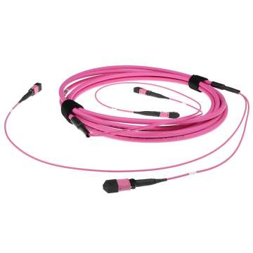 ACT Multimode 50/125 OM4(OM3) polarity A fiber trunk cable with 2 MTP/MPO female connectors each side 5m Pink