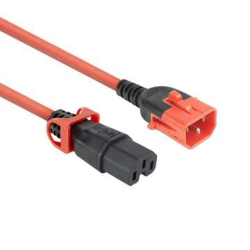 ACT PL0061 Powercord C14 IEC Lock+ Dual Locking - C15 IEC Lock+ 1m Red