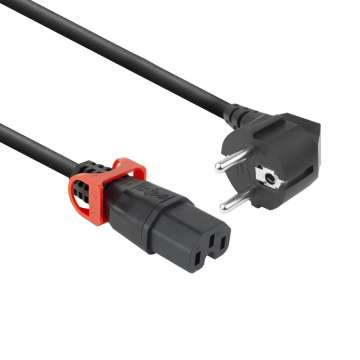 ACT PL0091 Powercord Schuko CEE 7/7 male (angled) - C15 IEC Lock+ 1m Black ACT PL0091 Powercord Schuko CEE 7/7 male (angled) - C15 IEC Lock+ 1m Black