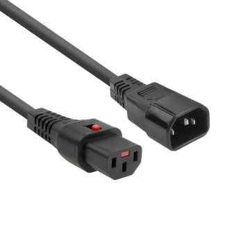 ACT Powercord C13 IEC Lock - C14 0.5m Black