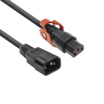 ACT Powercord C13 IEC Lock+ - C14 3m Black ACT Powercord C13 IEC Lock+ - C14 3m Black