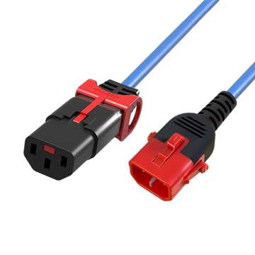ACT Powercord C13 IEC Lock+ - C14 IEC Lock Dual Locking 0,5m Blue