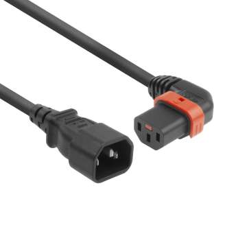 ACT Powercord C14 - C13 IEC Lock (left angled) 3m Black