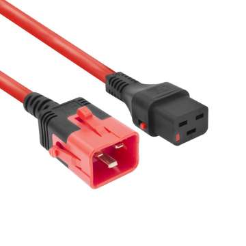 ACT Powercord C19 IEC Lock - C20 IEC Lock Dual Locking 1m Red ACT Powercord C19 IEC Lock - C20 IEC Lock Dual Locking 1m Red