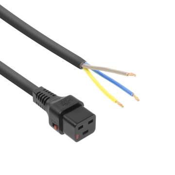 ACT Powercord C19 IEC Lock - open end 2m Black