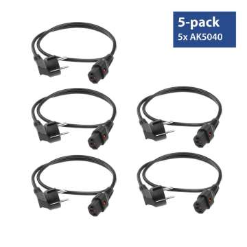 ACT Powercord CEE 7/7 male (angled) - C13 IEC Lock 2m Black 5-Pack