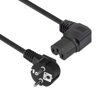 ACT Powercord mains connector Schuko CEE 7/7 male (angled) - C15 (angled left) IEC 60320 1m Black