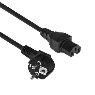 ACT Powercord mains connector Schuko CEE 7/7 male (angled) - C15 IEC 60320 2m Black