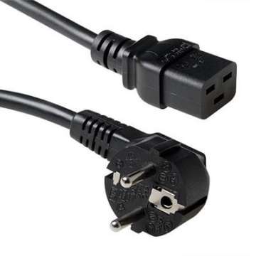 ACT Powercord mains connector Schuko CEE 7/7 male (angled) - C19 IEC 60320 1,2m Black