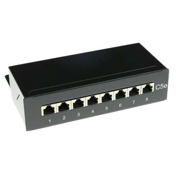 ACT Surface mounted box shielded 8 ports CAT5E Black ACT Surface mounted box shielded 8 ports CAT5E Black