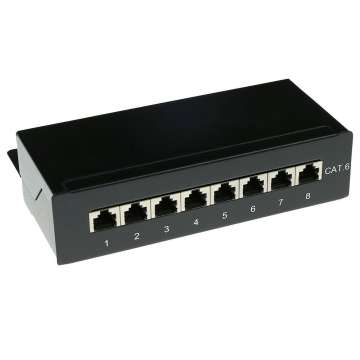 ACT Surface mounted box shielded 8 ports CAT6 Black ACT Surface mounted box shielded 8 ports CAT6 Black