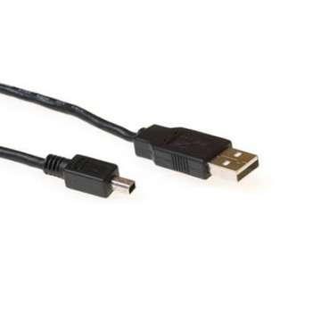 ACT USB 2.0 A male to USB mini B male 1,8m Black