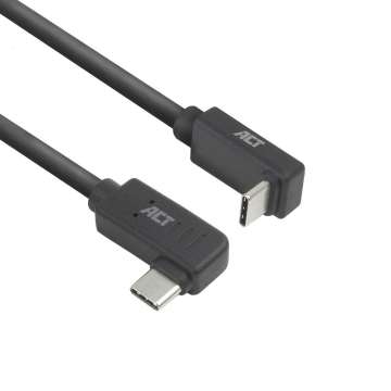 ACT USB 3.0 60W USB Type-C (left/right angled) to USB Type-C (up/down angled) Cable 0,5m Black ACT USB 3.0 60W USB Type-C (left/right angled) to USB Type-C (up/down angled) Cable 0,5m Black
