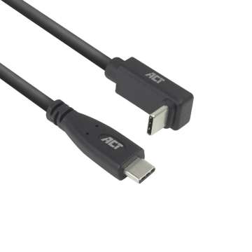 ACT USB 3.0 60W USB Type-C (straight) to USB Type-C (left/right angled) Cable 1m Black