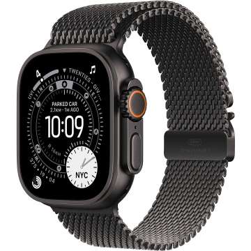 Apple Watch Ultra 3 Cellular 49mm Black Titanium Case with Black Titanium Milanese Loop Large Apple Watch Ultra 3 Cellular 49mm Black Titanium Case with Black Titanium Milanese Loop Large