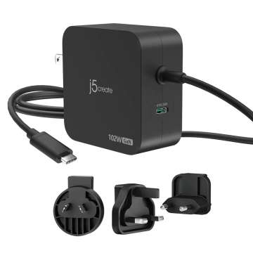 j5create JUP25102V 5-20V / 5A 102W Type-C univerzális hálózati notebook töltő