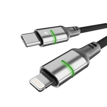 Avax CB636 STEELY LED USB-C - Lightning 2m Black Avax CB636 STEELY LED USB-C - Lightning 2m Black