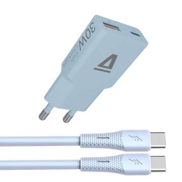 Avax CH6415 GaN charger with USBC-C cable Blue