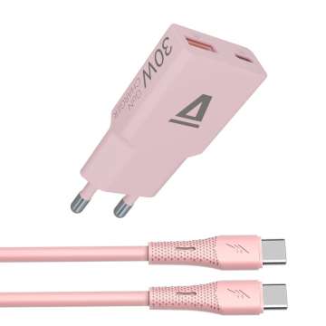 Avax CH6417 GaN charger with USBC-C cable Pink Avax CH6417 GaN charger with USBC-C cable Pink